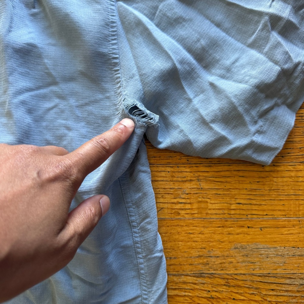 Quiksilver Waterman Collection Mens Blue Embroidered Short Sleeve Button Shirt M - Picture 9 of 9